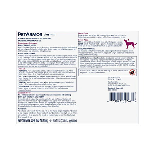 PetArmor® Plus Flea & Tick Topical for Dogs (45-88LB 6 Count)