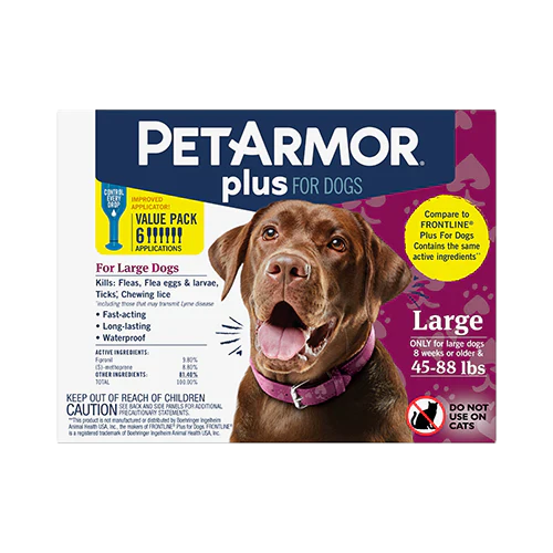 PetArmor® Plus Flea & Tick Topical for Dogs (45-88LB 6 Count)